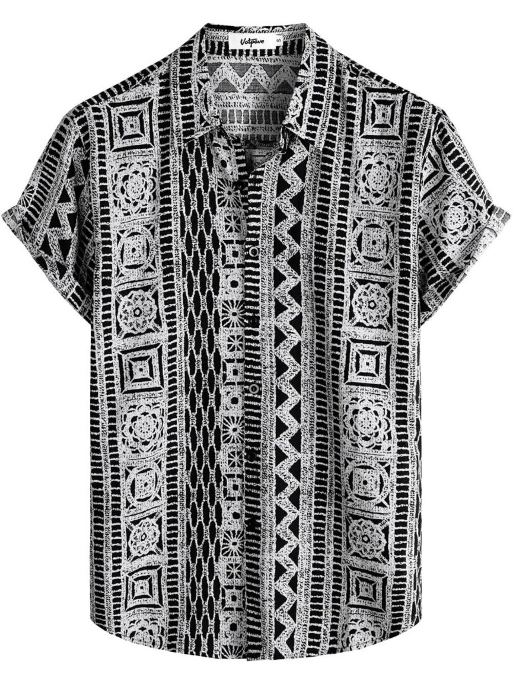 Men's Black/Gray Hawaiian Short Sleeve Button Down Tropical Floral Beach Shirt